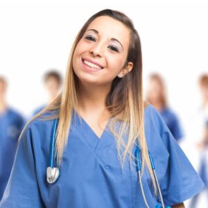Happy Medical Assistant with stethoscope